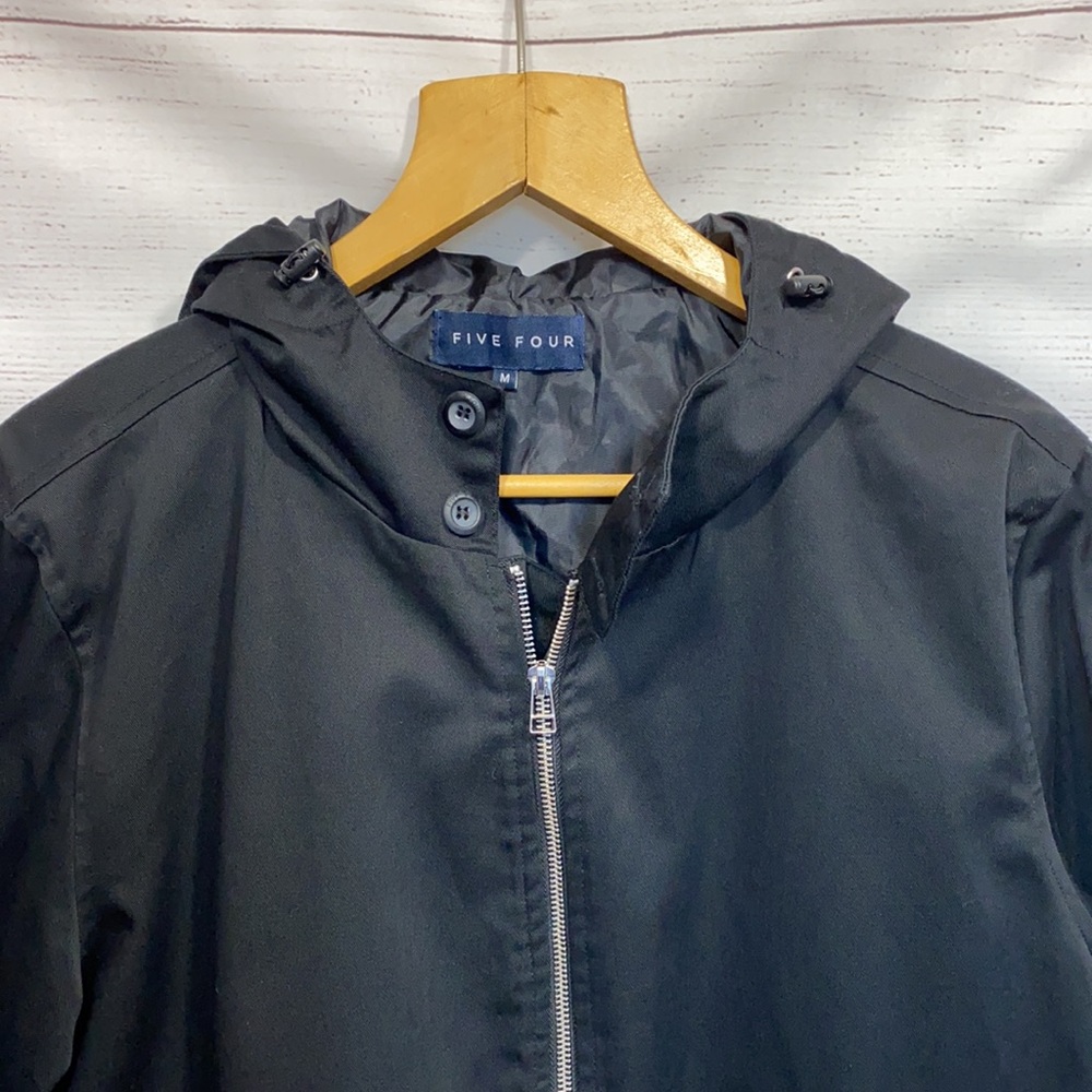 Men's black Five Four brand hooded jacket - zip front with pockets Medium - Picture 2 of 10